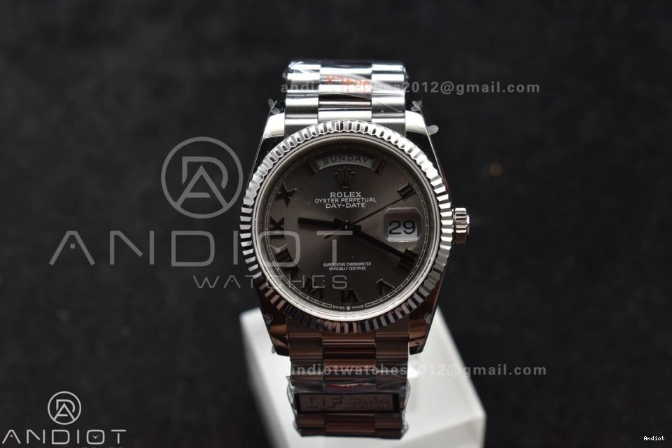 SS Dial Edition President Grey on V5 DayDate Best Roman Weight) Steel (Gain 904L 36 vr3255 Bracelet QF 0210